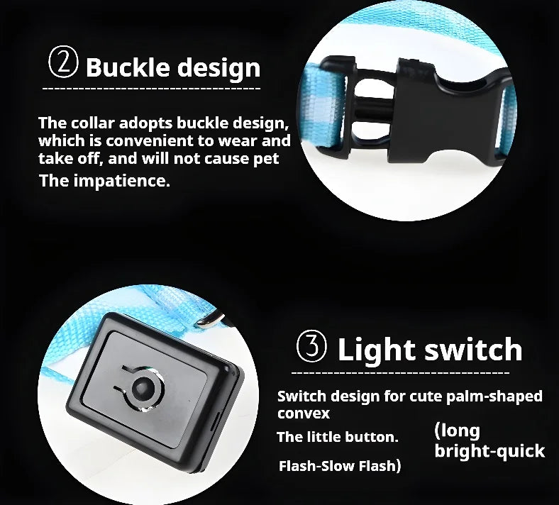 LED Nylon Dog Collar – Night Safety Glow-in-the-Dark Pet Accessory