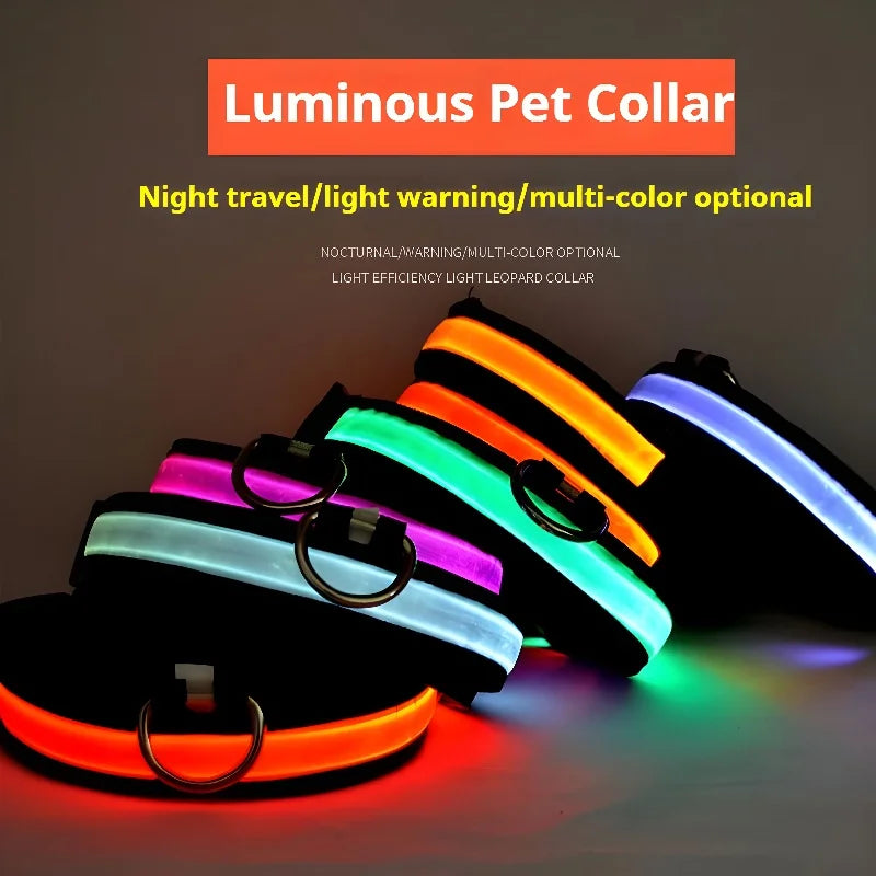 LED Nylon Dog Collar – Night Safety Glow-in-the-Dark Pet Accessory