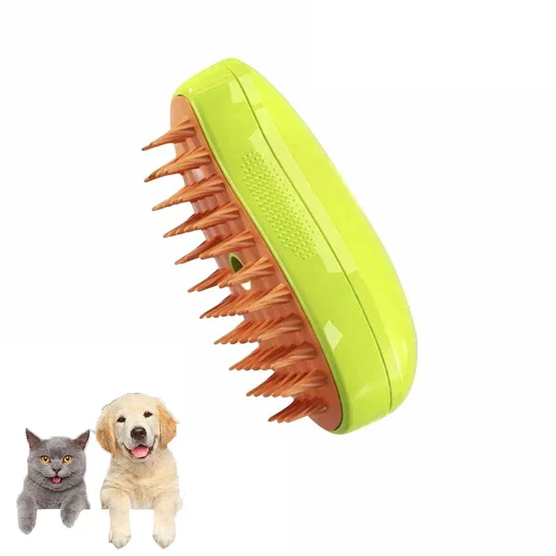 Electric Steamy Pet Brush – 3-in-1 Grooming Tool For Cat and Dog