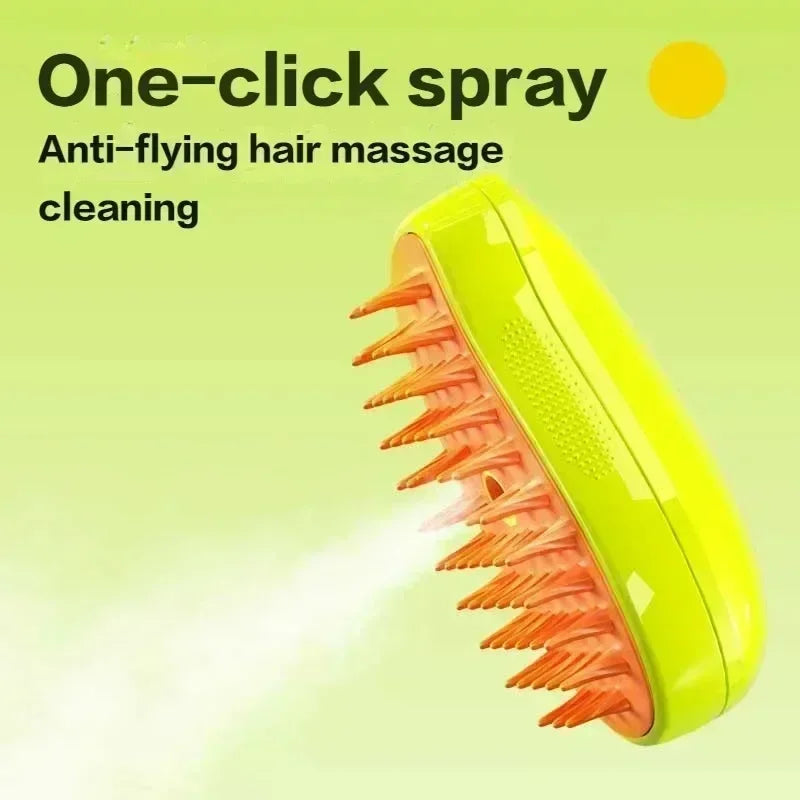 Electric Steamy Pet Brush – 3-in-1 Grooming Tool For Cat and Dog
