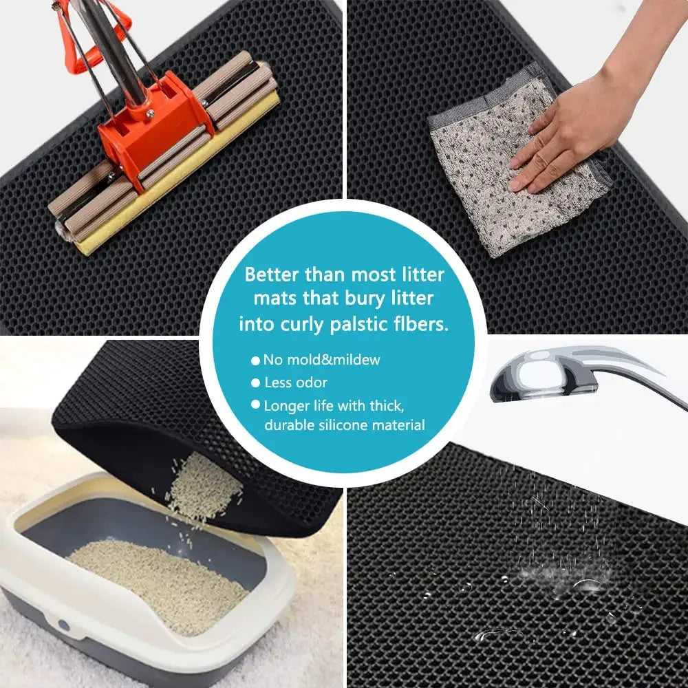 Waterproof Double-Layer Cat Litter Mat – Non-Slip & Easy to Clean