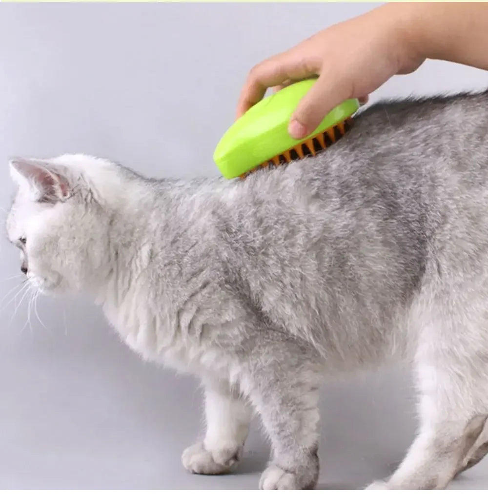 Electric Steamy Pet Brush – 3-in-1 Grooming Tool For Cat and Dog