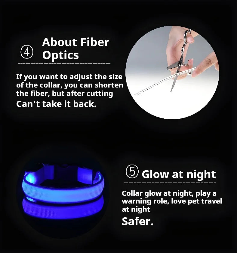 LED Nylon Dog Collar – Night Safety Glow-in-the-Dark Pet Accessory