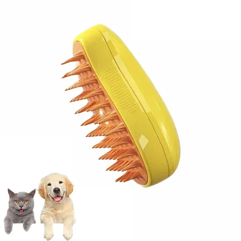 Electric Steamy Pet Brush – 3-in-1 Grooming Tool For Cat and Dog
