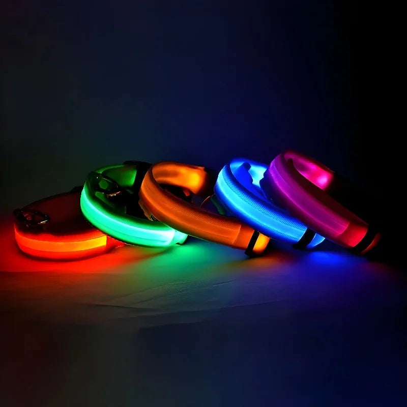LED Nylon Dog Collar – Night Safety Glow-in-the-Dark Pet Accessory