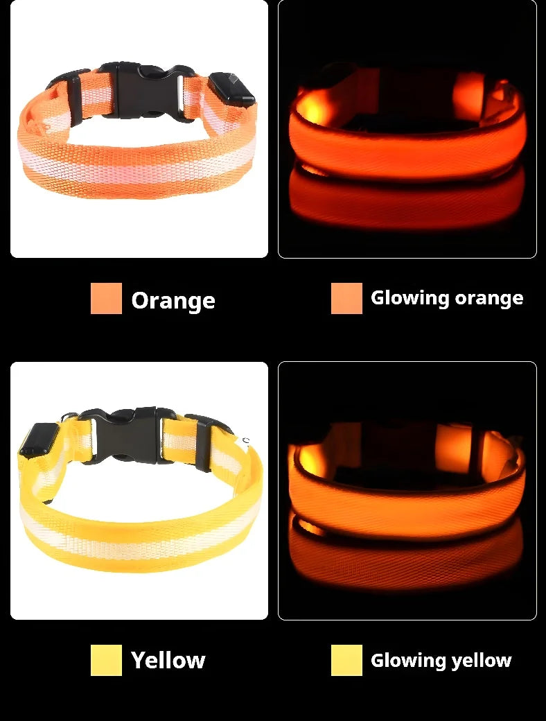 LED Nylon Dog Collar – Night Safety Glow-in-the-Dark Pet Accessory