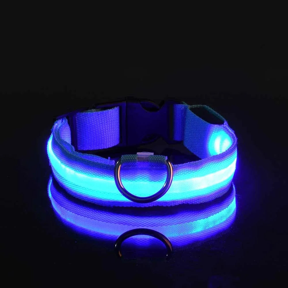 LED Nylon Dog Collar – Night Safety Glow-in-the-Dark Pet Accessory