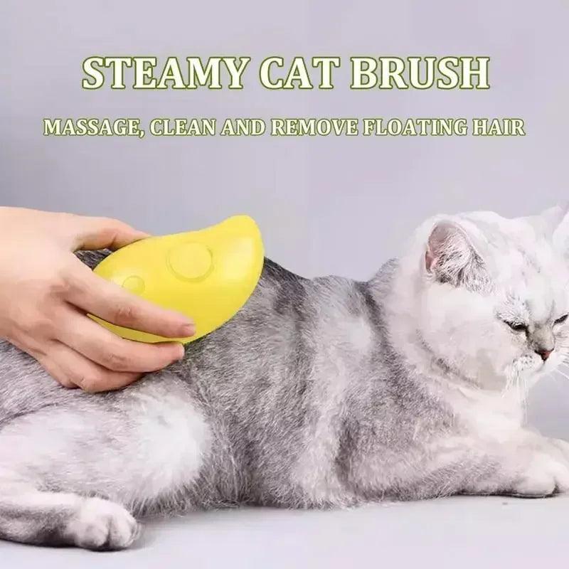 Electric Steamy Pet Brush – 3-in-1 Grooming Tool For Cat and Dog