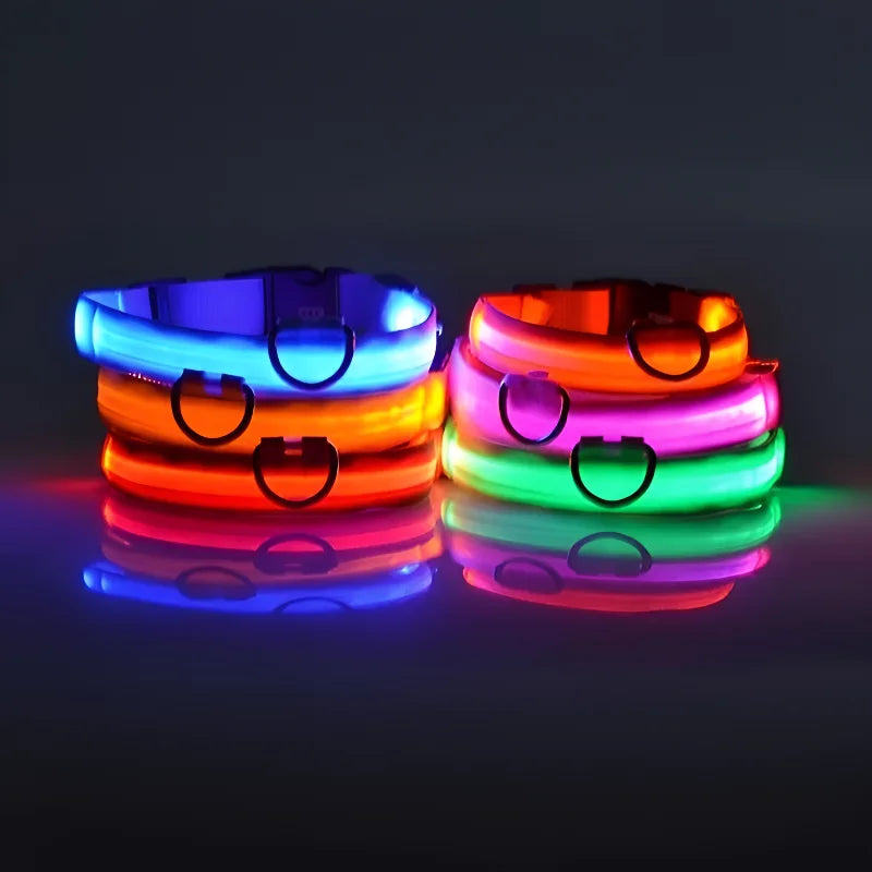 LED Nylon Dog Collar – Night Safety Glow-in-the-Dark Pet Accessory
