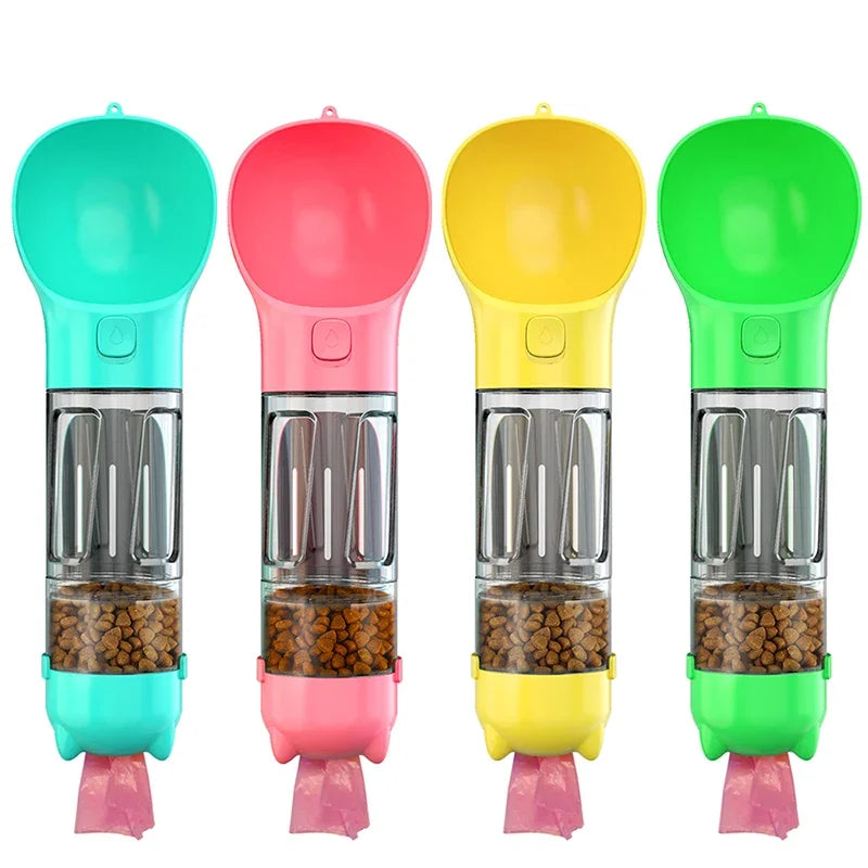 Portable 3-in-1 Pet Water Bottle, Feeder & Poop Dispenser – Leak-Proof Travel Companion