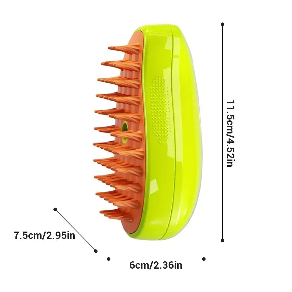 Electric Steamy Pet Brush – 3-in-1 Grooming Tool For Cat and Dog