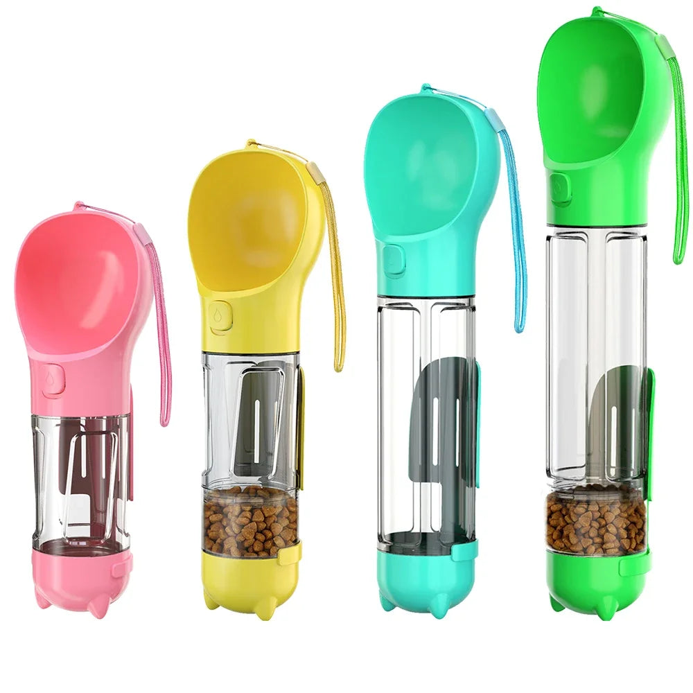 Portable 3-in-1 Pet Water Bottle, Feeder & Poop Dispenser – Leak-Proof Travel Companion