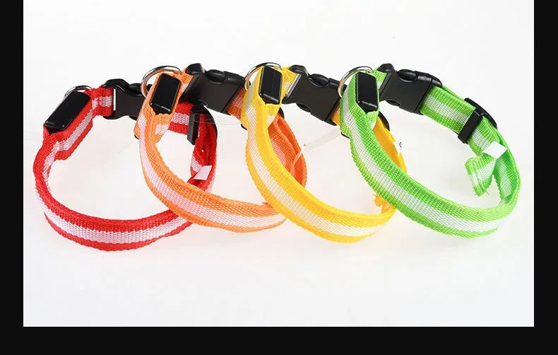 LED Nylon Dog Collar – Night Safety Glow-in-the-Dark Pet Accessory