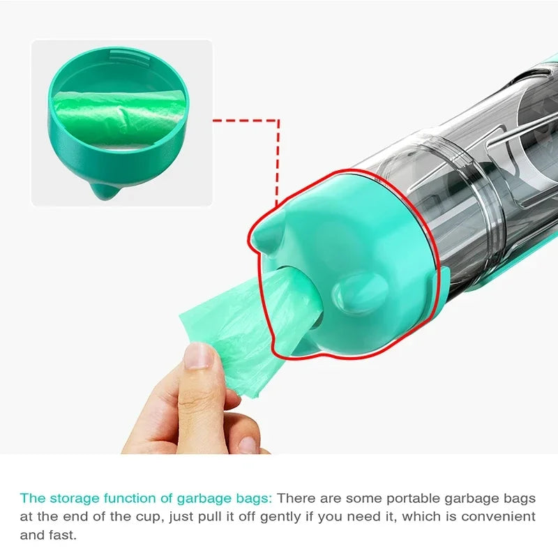 Portable 3-in-1 Pet Water Bottle, Feeder & Poop Dispenser – Leak-Proof Travel Companion